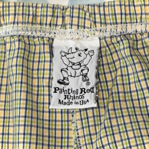 3 for $15 Painting Red Rhinos Kids Yellow Green Blue Stripe Plaid Check Shorts - Picture 5 of 8